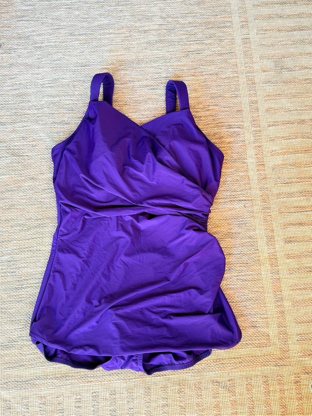 Lands' End Purple One-Piece Swimsuit with Tummy Wrap Sz 14 DDD